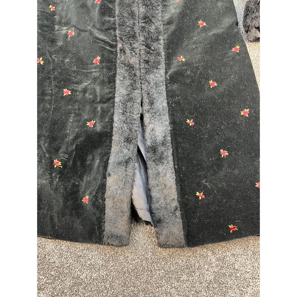 Vintage Gymboree Holiday Magic Velvet Faux Fur Embroidered Coat Girls Size 9 - Picture 10 of 14